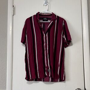 Hollister Burgundy Striped Shirt